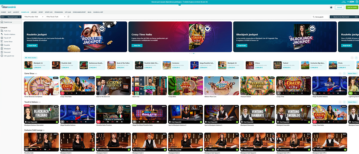 An overview of the StarCasinò live casino games