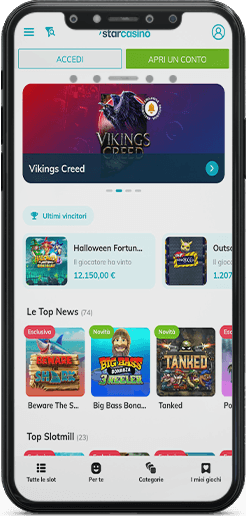 The StarCasinò mobile homepage