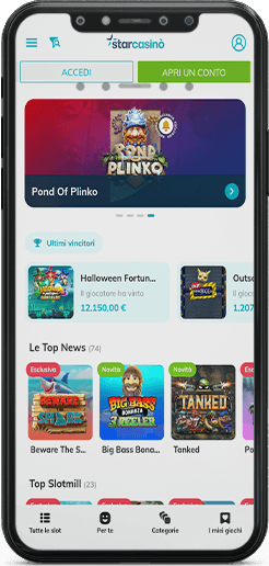 The schematic of the StarCasinò mobile slot section