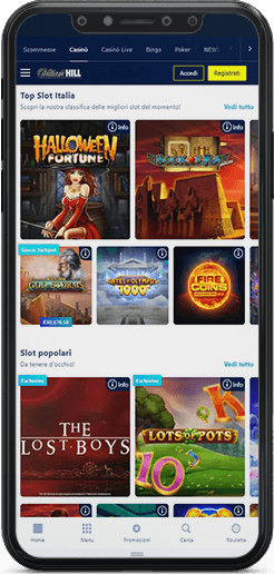 The schematic of the William Hill mobile slot section