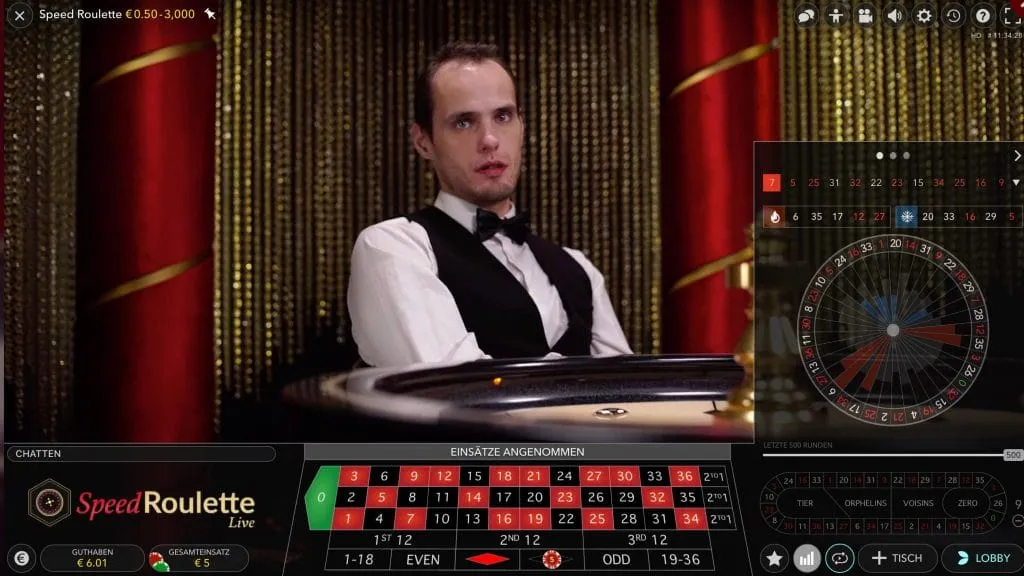 Live Speed Roulette von Evolution 3