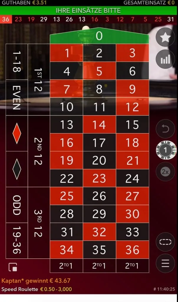 Live Speed Roulette von Evolution 5