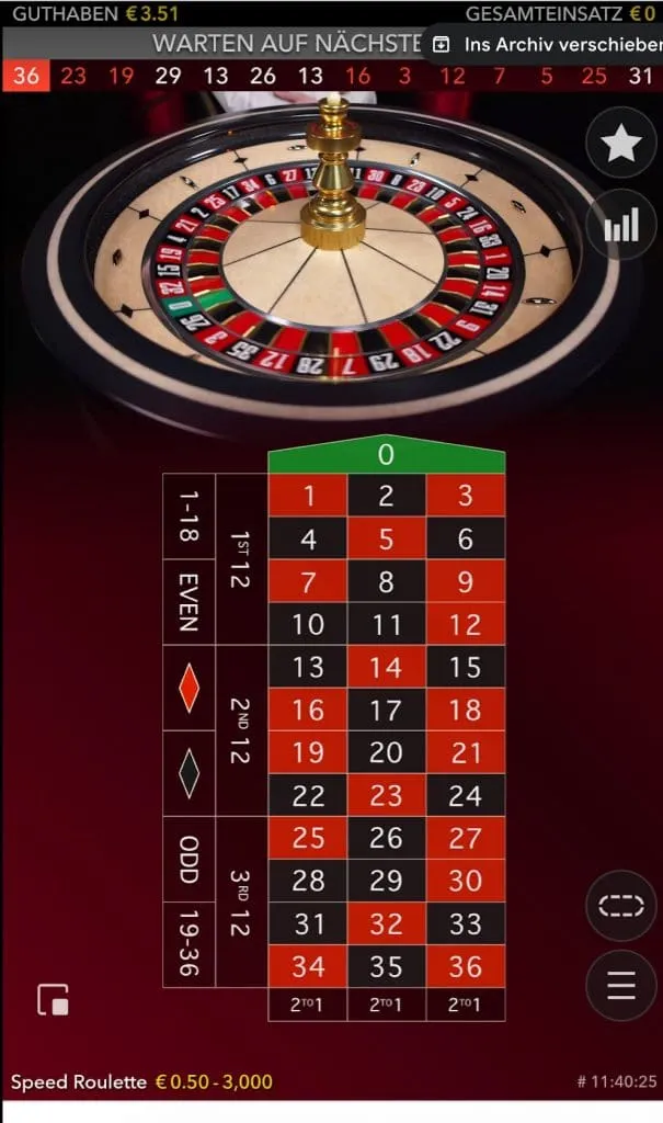 Live Speed Roulette von Evolution 6