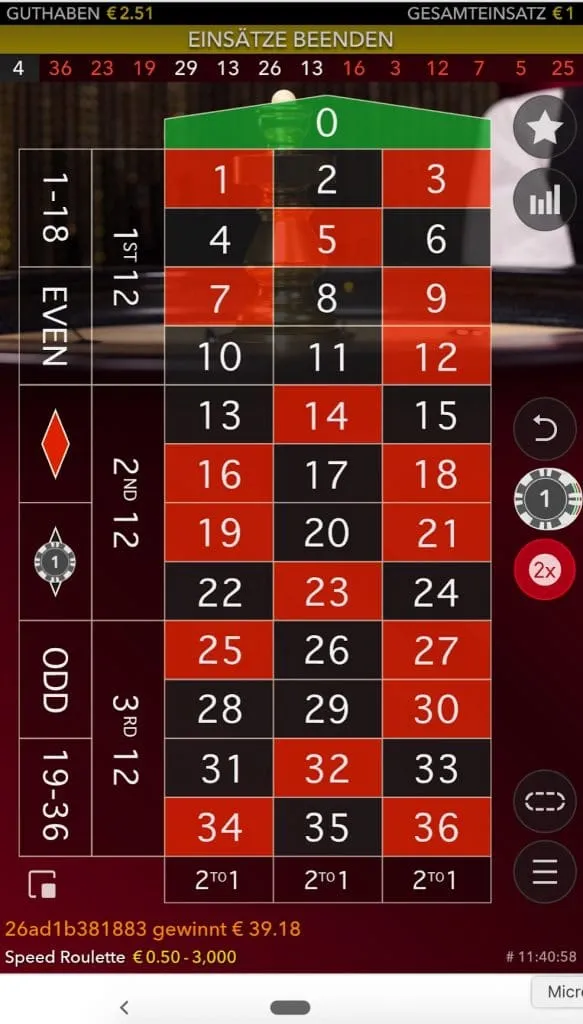 Live Speed Roulette von Evolution 7